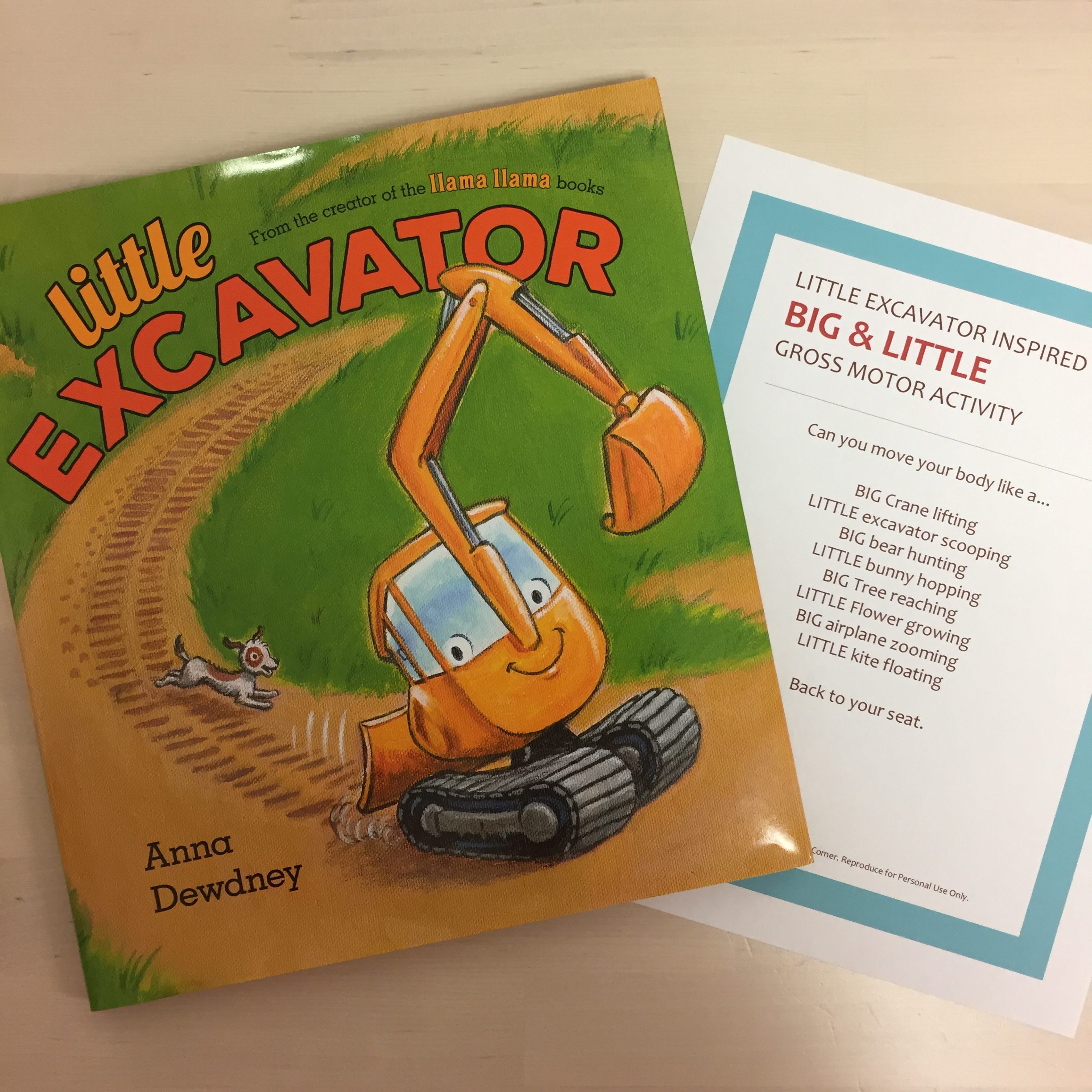 Big and Little Storytime inspired by Little Excavator with FREE Printable